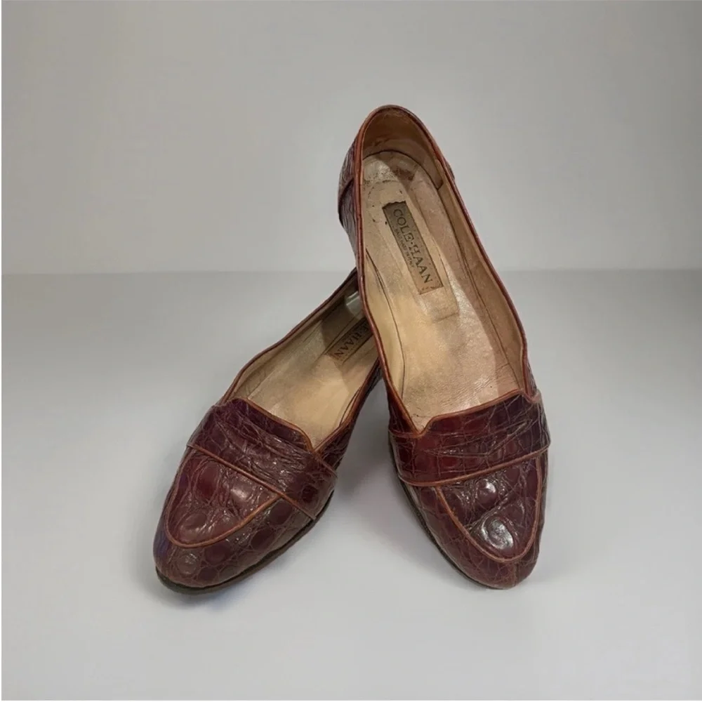 Cole Haan Vintage Genuine Alligator Brown Women's Loafers - 8M - Made in Italy